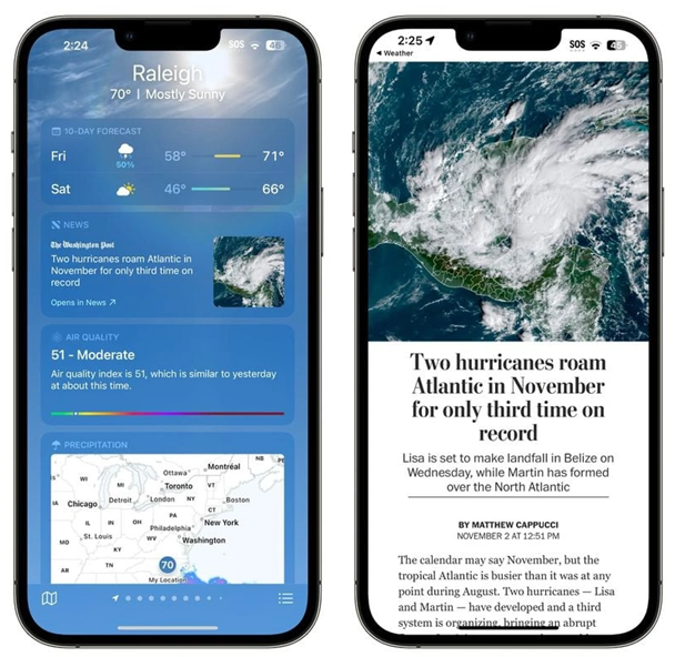 兴宾苹果14维修分享iPhone 14手机如何看天气时顺带看新闻 