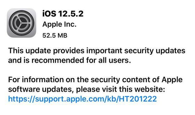 兴宾苹果手机维修分享iOS12.5.2发布，建议所有老苹果用户安装 